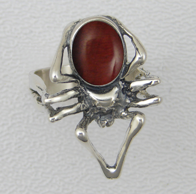 Sterling Silver Spider Ring With Red Tiger Eye Size 8